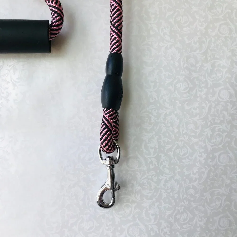 Brilliance rope leash dog Size : S 4 ft Pink /Black